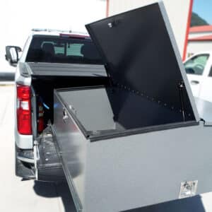 Mobile Kit Locker mounted in truck, side view