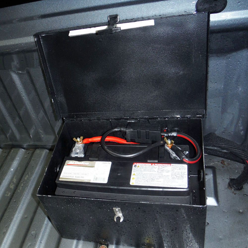 Mobile Kit Battery Box mounted in truck, open